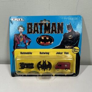 1989 Batman ERTL‎ MICRO Diecast Vehicle Set  Joker Van Batmobile Batwing Vintage